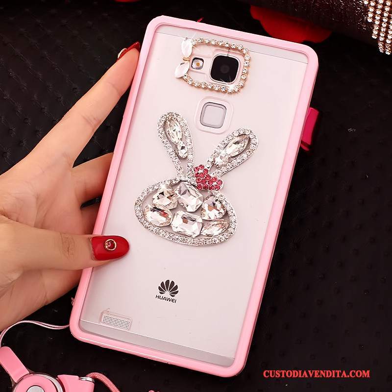 Custodia Huawei Ascend Mate 7 Strass Morbido Tendenza, Cover Huawei Ascend Mate 7 Protezione Telefono Rosa