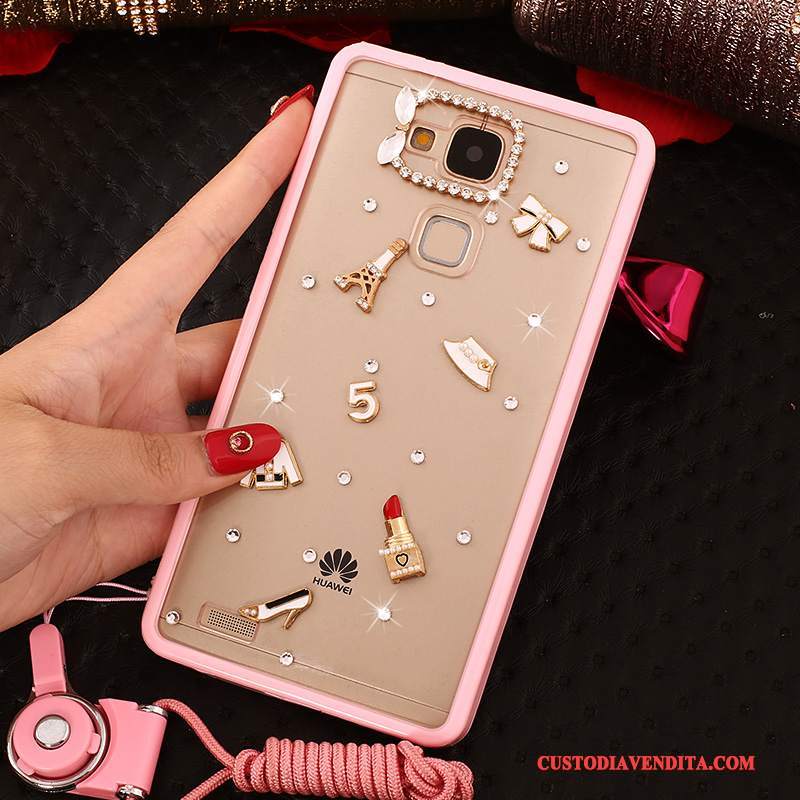 Custodia Huawei Ascend Mate 7 Strass Morbido Tendenza, Cover Huawei Ascend Mate 7 Protezione Telefono Rosa