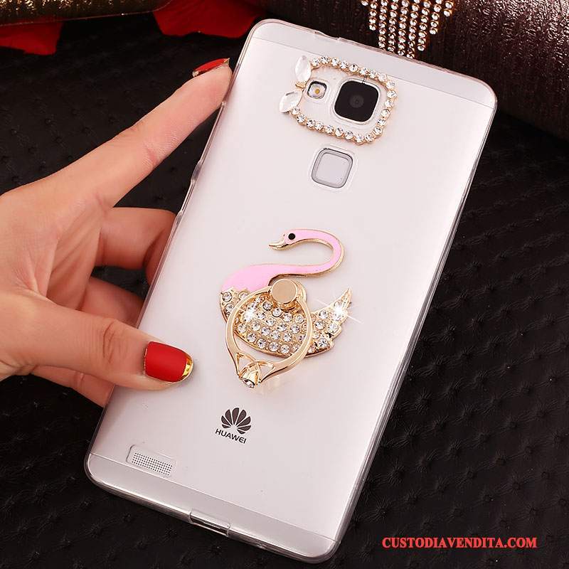 Custodia Huawei Ascend Mate 7 Strass Morbido Trasparente, Cover Huawei Ascend Mate 7 Protezione Rosa