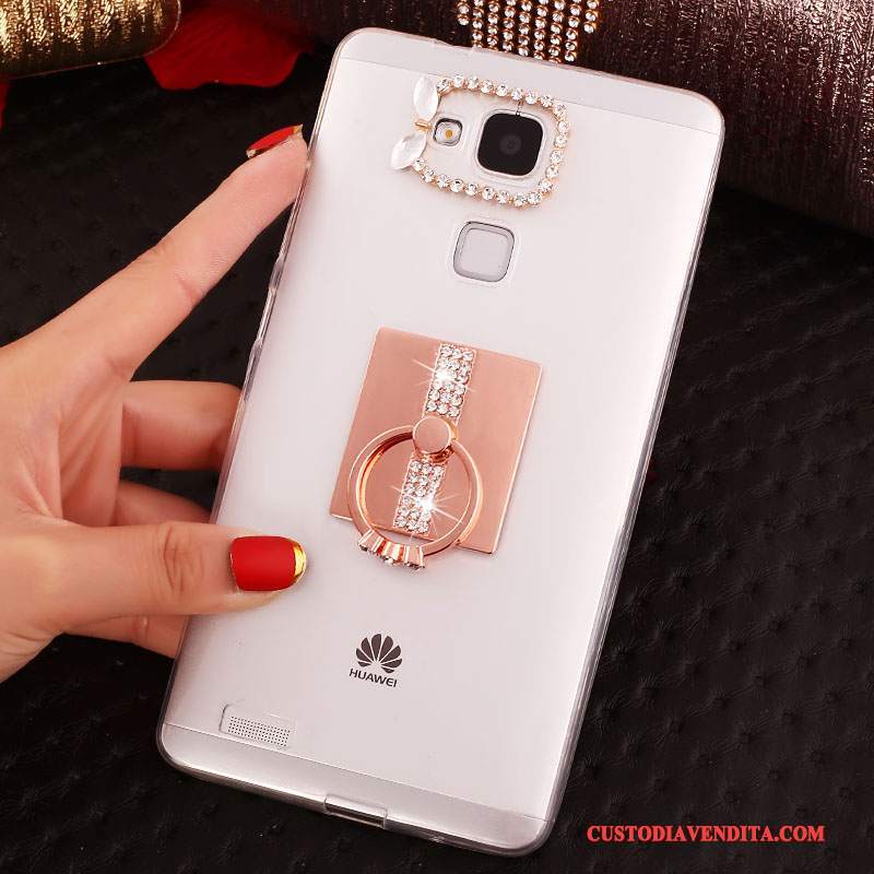 Custodia Huawei Ascend Mate 7 Strass Morbido Trasparente, Cover Huawei Ascend Mate 7 Protezione Rosa