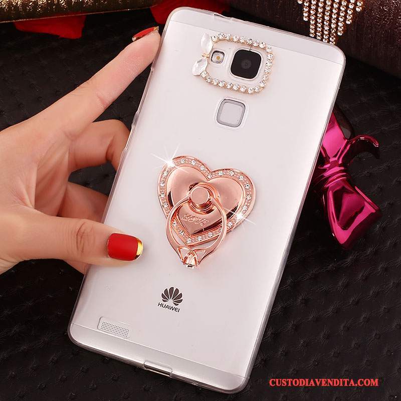 Custodia Huawei Ascend Mate 7 Strass Morbido Trasparente, Cover Huawei Ascend Mate 7 Protezione Rosa