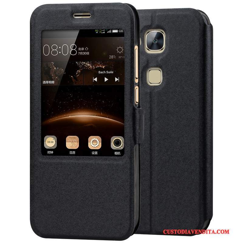 Custodia Huawei G7 Plus Folio Orotelefono, Cover Huawei G7 Plus Pelle