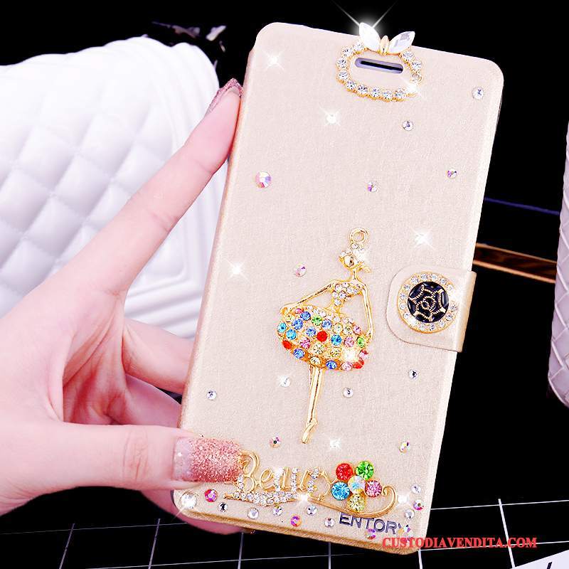 Custodia Huawei G7 Plus Folio Rosatelefono, Cover Huawei G7 Plus Strass Anti-caduta