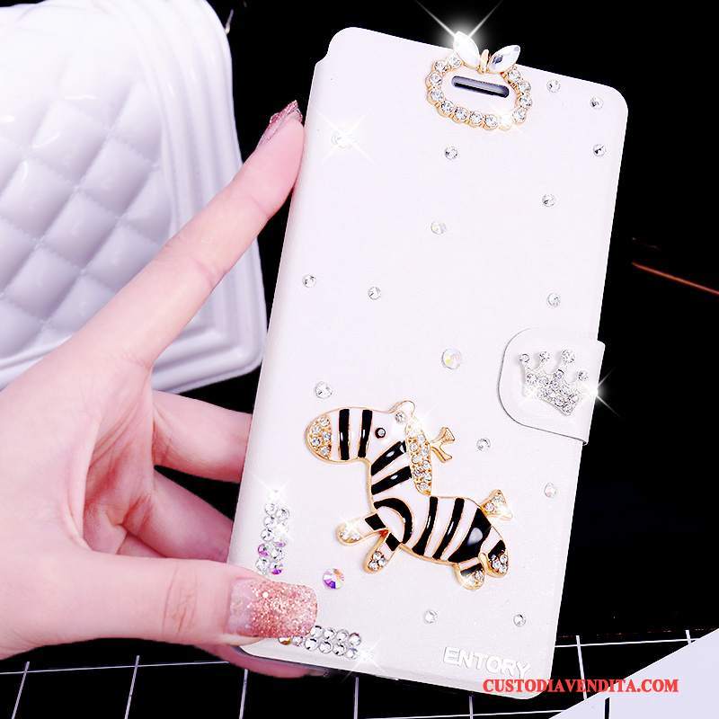 Custodia Huawei G7 Plus Folio Rosatelefono, Cover Huawei G7 Plus Strass Anti-caduta