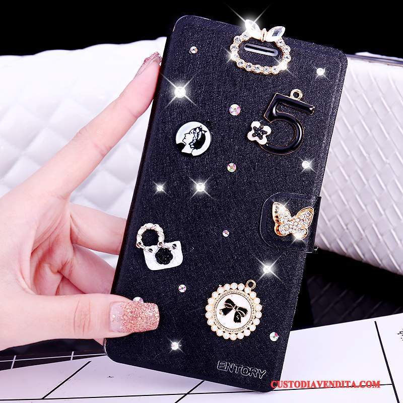 Custodia Huawei G7 Plus Folio Rosatelefono, Cover Huawei G7 Plus Strass Anti-caduta