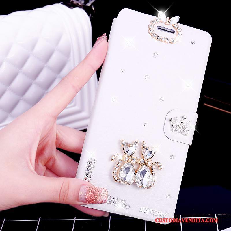 Custodia Huawei G7 Plus Folio Rosatelefono, Cover Huawei G7 Plus Strass Anti-caduta