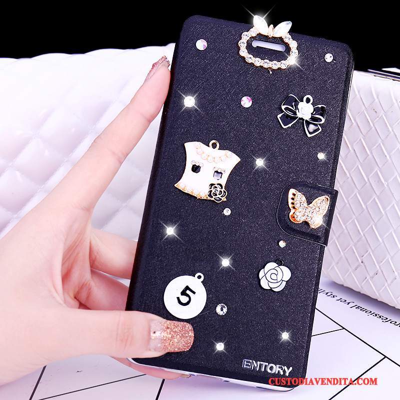 Custodia Huawei G7 Plus Folio Rosatelefono, Cover Huawei G7 Plus Strass Anti-caduta