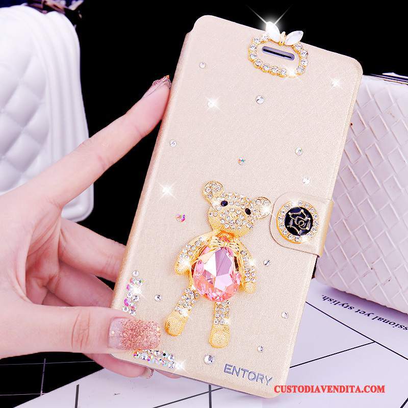 Custodia Huawei G7 Plus Folio Rosatelefono, Cover Huawei G7 Plus Strass Anti-caduta