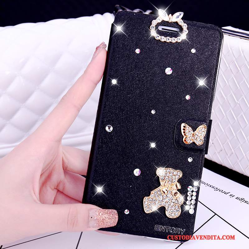 Custodia Huawei G7 Plus Folio Rosatelefono, Cover Huawei G7 Plus Strass Anti-caduta