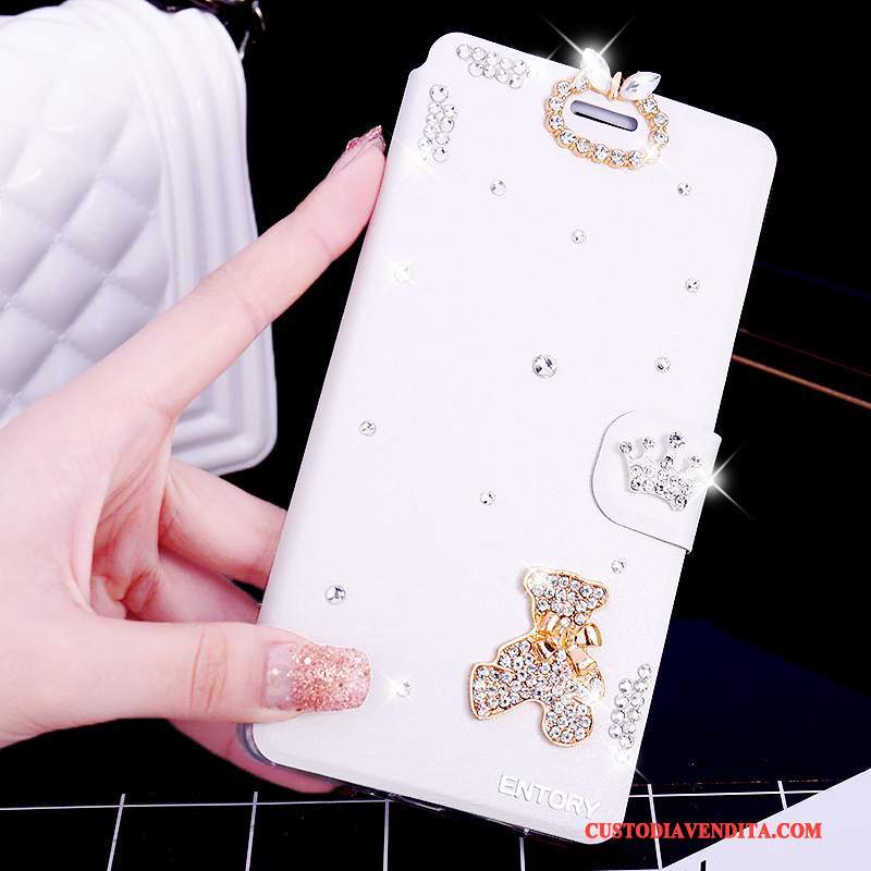 Custodia Huawei G7 Plus Folio Rosatelefono, Cover Huawei G7 Plus Strass Anti-caduta