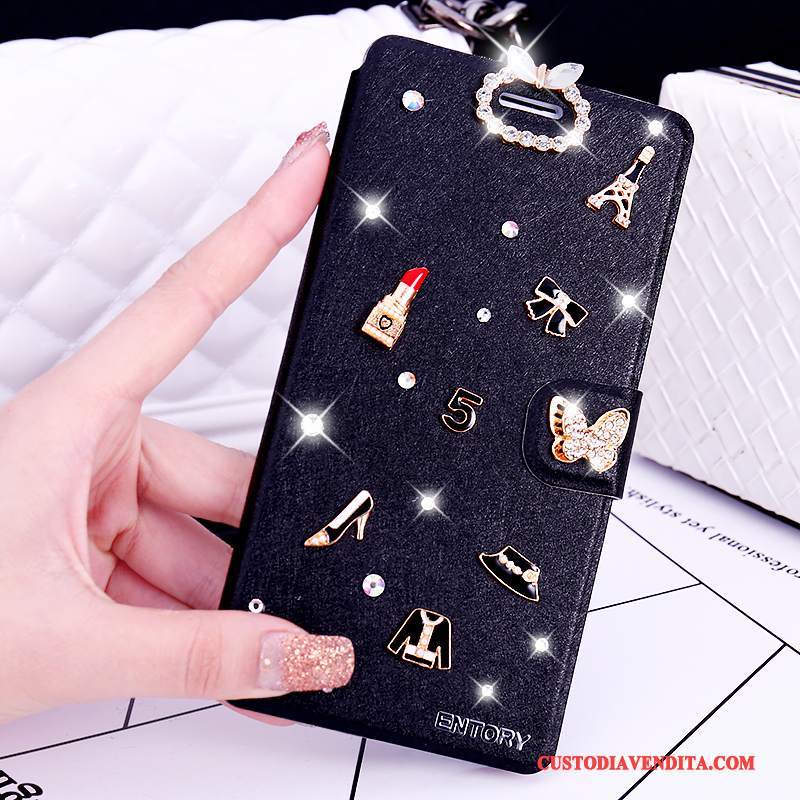 Custodia Huawei G7 Plus Folio Rosatelefono, Cover Huawei G7 Plus Strass Anti-caduta