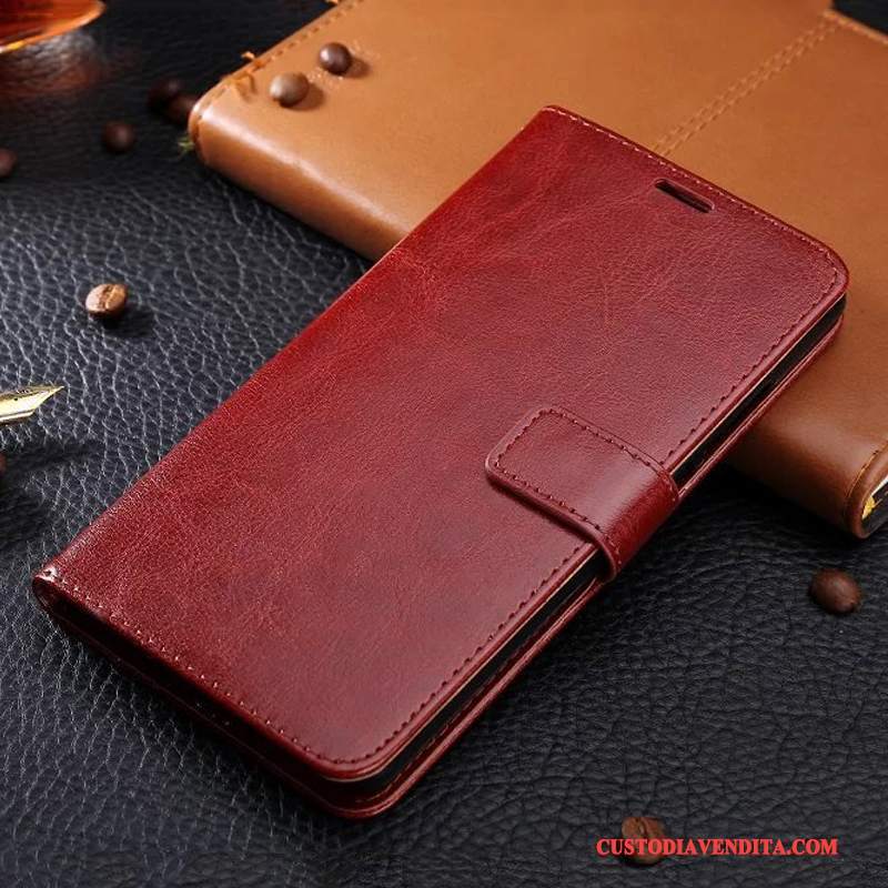 Custodia Huawei G7 Plus Folio Telefono Affari, Cover Huawei G7 Plus Pelle Rosso Ornamenti Appesi