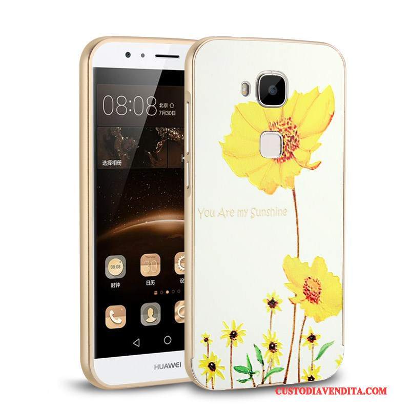 Custodia Huawei G7 Plus Giallo Coperchio Posteriore, Cover Huawei G7 Plus Telefono Metallo