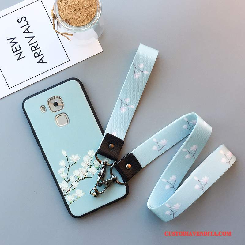 Custodia Huawei G7 Plus Goffratura Blu Chiarotelefono, Cover Huawei G7 Plus Silicone Tutto Incluso Tridimensionale