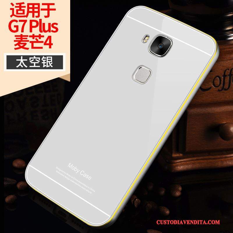 Custodia Huawei G7 Plus Oro Metallo, Cover Huawei G7 Plus Telaio Coperchio Posteriore