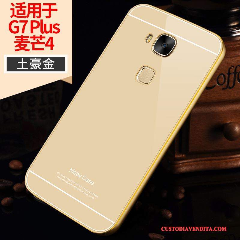 Custodia Huawei G7 Plus Oro Metallo, Cover Huawei G7 Plus Telaio Coperchio Posteriore