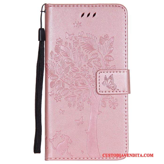 Custodia Huawei G7 Plus Pelle Anti-caduta Porpora, Cover Huawei G7 Plus Folio Telefono Finestra Aperta