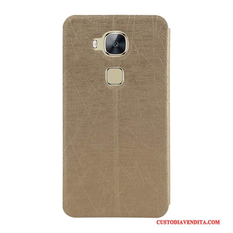 Custodia Huawei G7 Plus Pelle Colore Anti-caduta, Cover Huawei G7 Plus Folio Telefono Oro