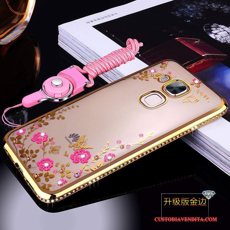 Custodia Huawei G7 Plus Silicone Morbidotelefono, Cover Huawei G7 Plus Protezione Oro Ornamenti Appesi