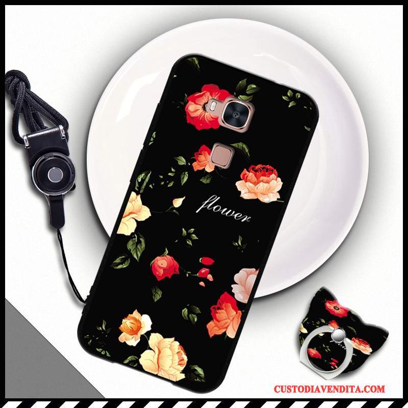 Custodia Huawei G7 Plus Silicone Tendenza Nero, Cover Huawei G7 Plus Morbidotelefono