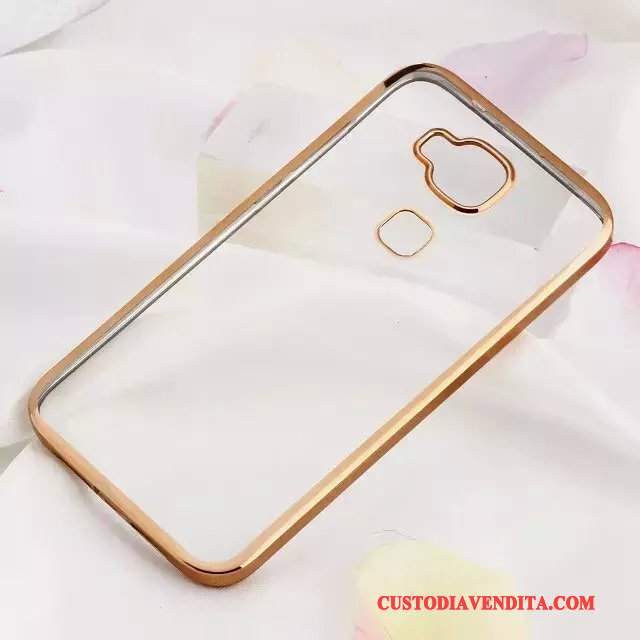 Custodia Huawei G7 Plus Silicone Trasparente Morbido, Cover Huawei G7 Plus Protezione Telefono Oro