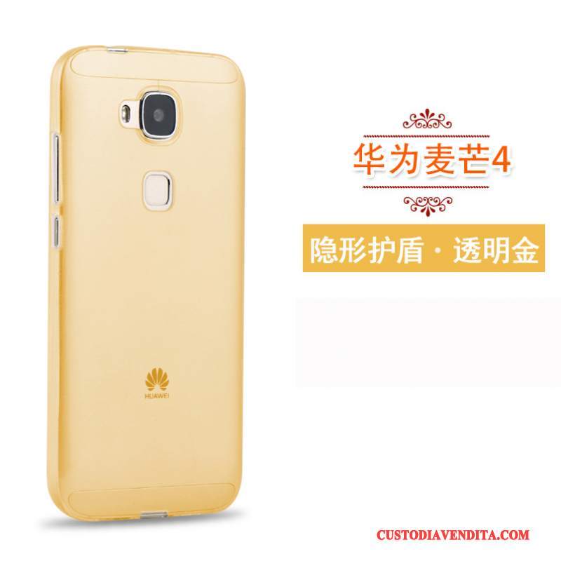 Custodia Huawei G7 Plus Silicone Trasparente Oro, Cover Huawei G7 Plus Protezione Alto Morbido