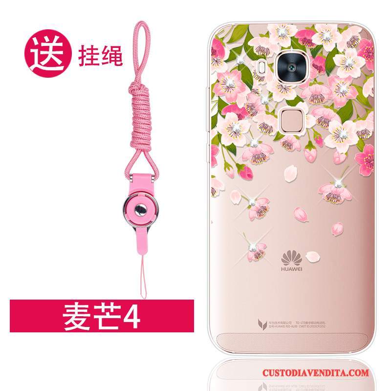 Custodia Huawei G7 Plus Strass Telefono Rosa, Cover Huawei G7 Plus Silicone Morbido Tendenza