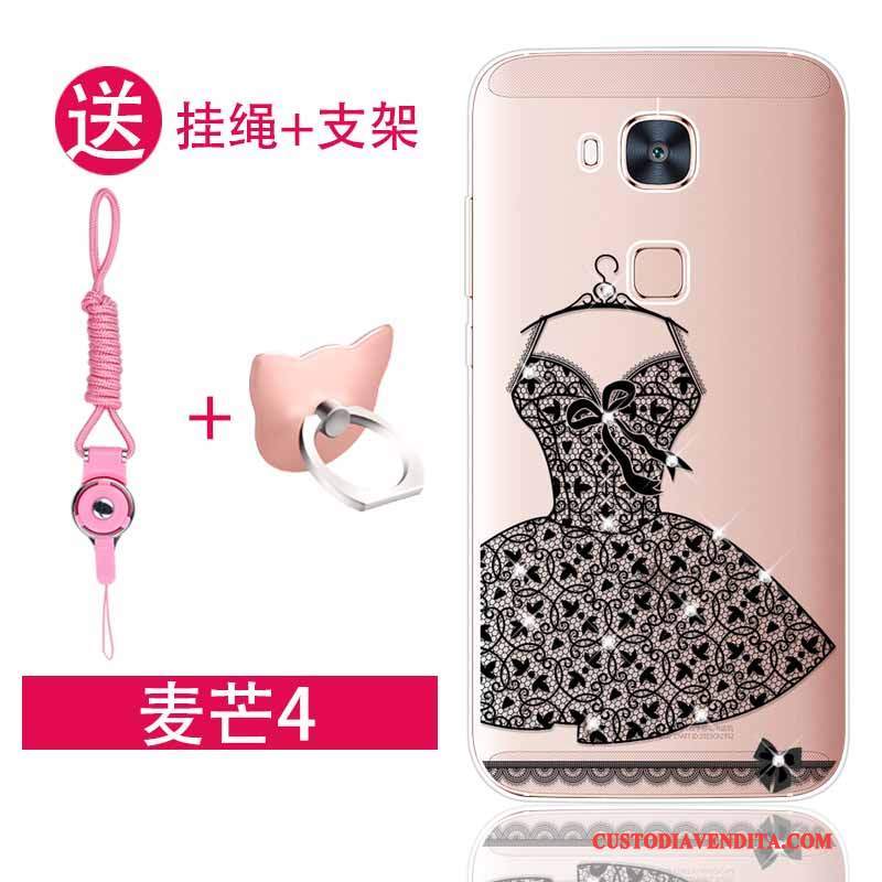 Custodia Huawei G7 Plus Strass Telefono Rosa, Cover Huawei G7 Plus Silicone Morbido Tendenza