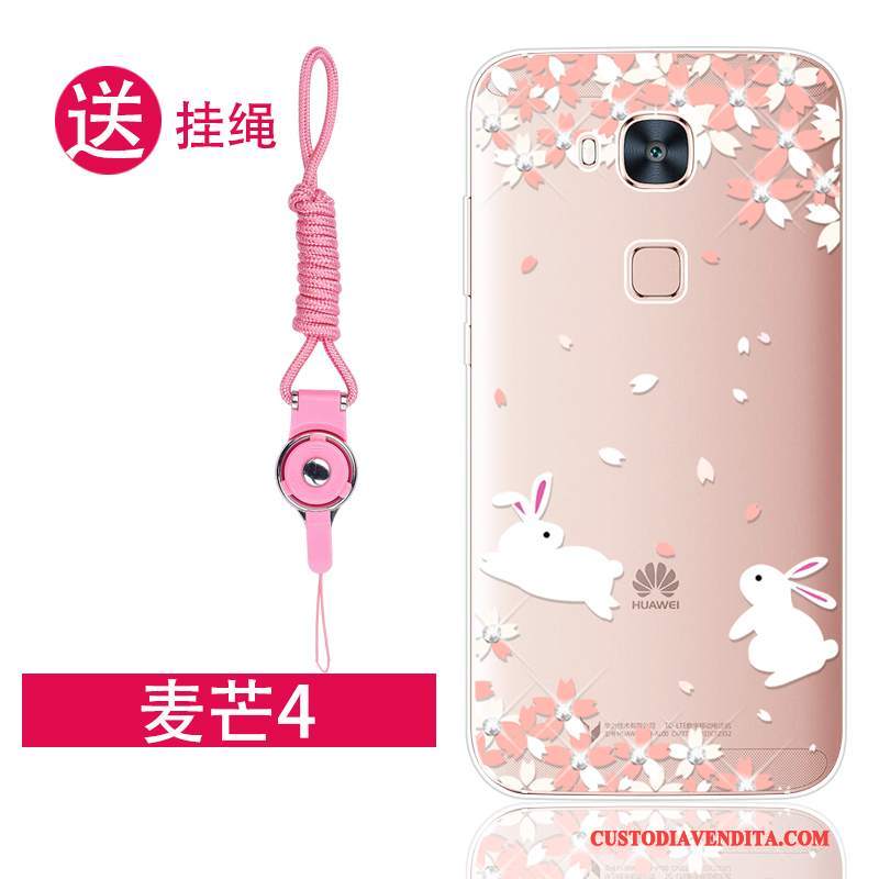 Custodia Huawei G7 Plus Strass Telefono Rosa, Cover Huawei G7 Plus Silicone Morbido Tendenza