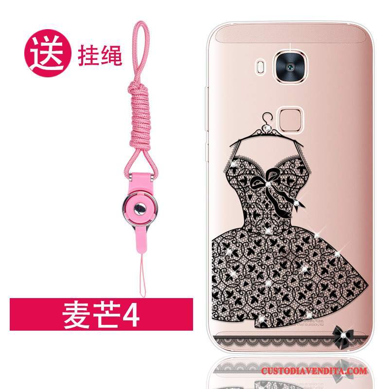 Custodia Huawei G7 Plus Strass Telefono Rosa, Cover Huawei G7 Plus Silicone Morbido Tendenza