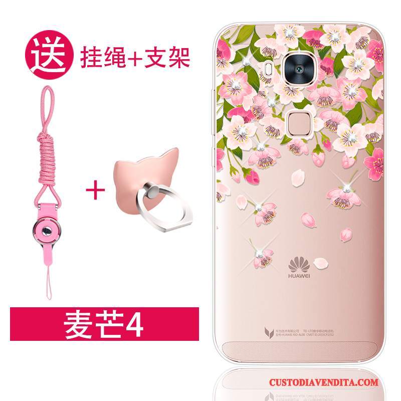 Custodia Huawei G7 Plus Strass Telefono Rosa, Cover Huawei G7 Plus Silicone Morbido Tendenza