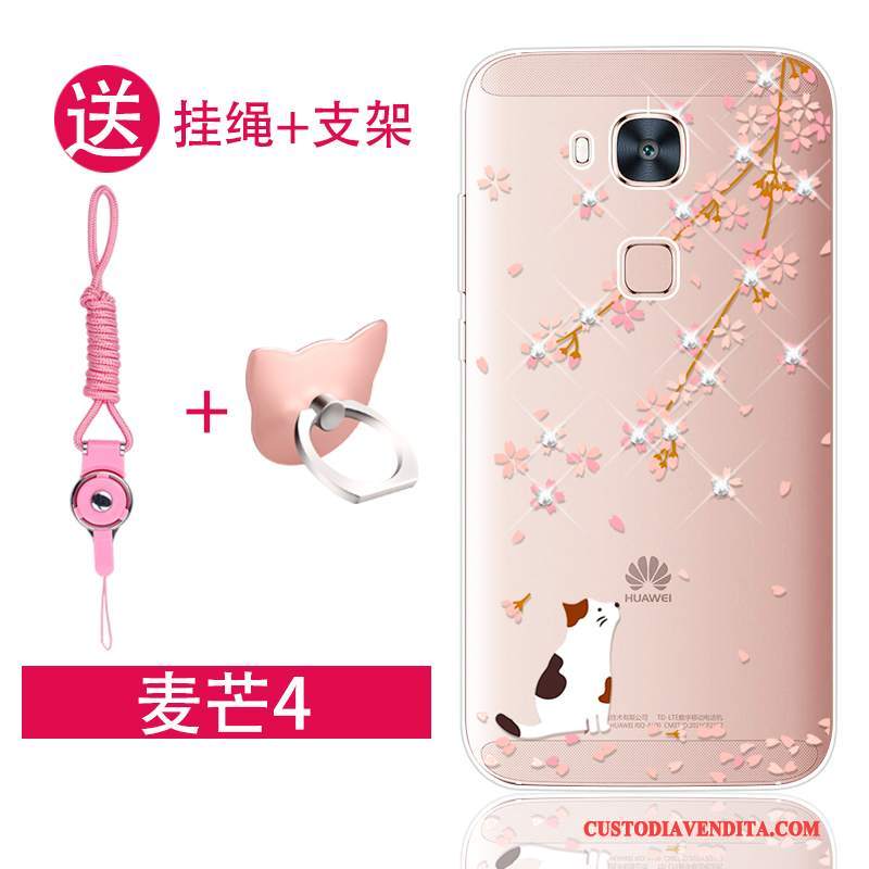 Custodia Huawei G7 Plus Strass Telefono Rosa, Cover Huawei G7 Plus Silicone Morbido Tendenza