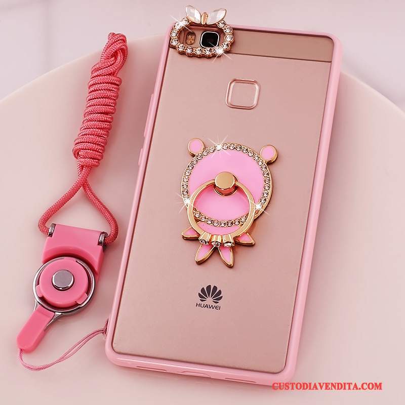 Custodia Huawei G9 Lite Silicone Rosa Morbido, Cover Huawei G9 Lite Protezione Telefono Ornamenti Appesi