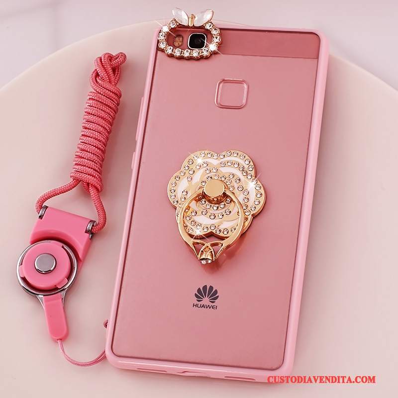 Custodia Huawei G9 Lite Silicone Rosa Morbido, Cover Huawei G9 Lite Protezione Telefono Ornamenti Appesi