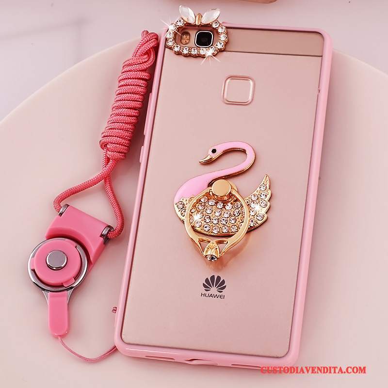 Custodia Huawei G9 Lite Silicone Rosa Morbido, Cover Huawei G9 Lite Protezione Telefono Ornamenti Appesi