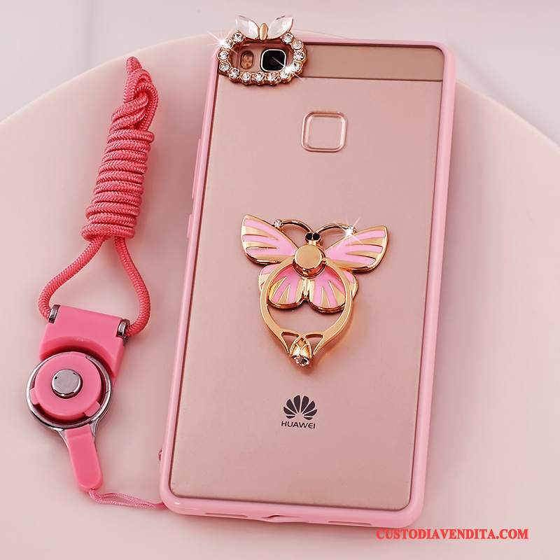 Custodia Huawei G9 Lite Silicone Rosa Morbido, Cover Huawei G9 Lite Protezione Telefono Ornamenti Appesi