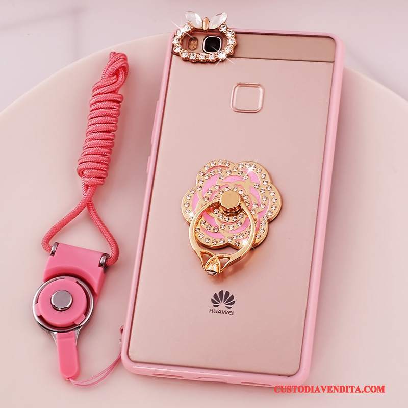 Custodia Huawei G9 Lite Silicone Rosa Morbido, Cover Huawei G9 Lite Protezione Telefono Ornamenti Appesi