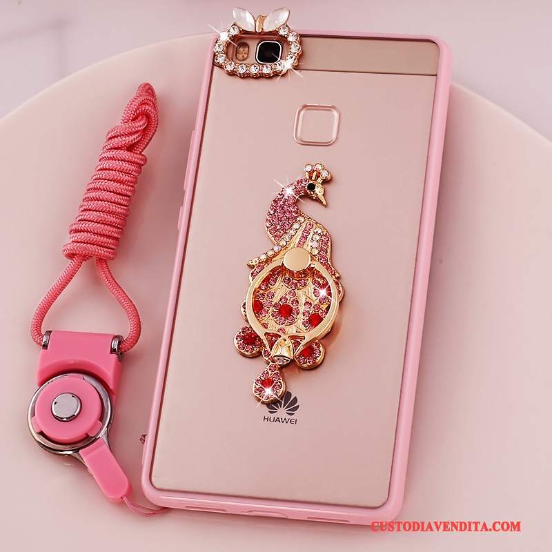 Custodia Huawei G9 Lite Silicone Rosa Morbido, Cover Huawei G9 Lite Protezione Telefono Ornamenti Appesi