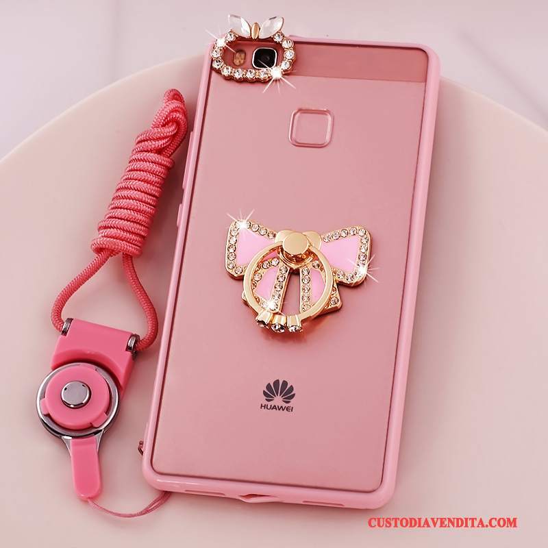 Custodia Huawei G9 Lite Silicone Rosa Morbido, Cover Huawei G9 Lite Protezione Telefono Ornamenti Appesi