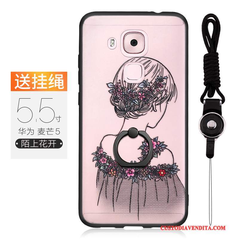 Custodia Huawei G9 Plus Creativo Ornamenti Appesitelefono, Cover Huawei G9 Plus Silicone Anti-caduta Rosa