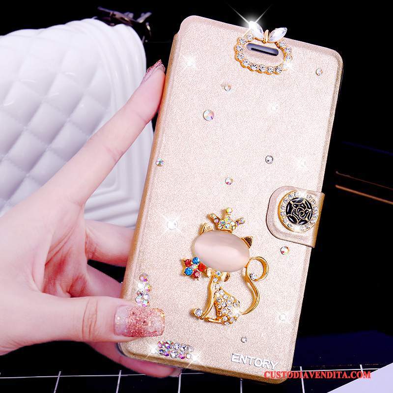 Custodia Huawei G9 Plus Pelle Rosatelefono, Cover Huawei G9 Plus Folio Con Strass