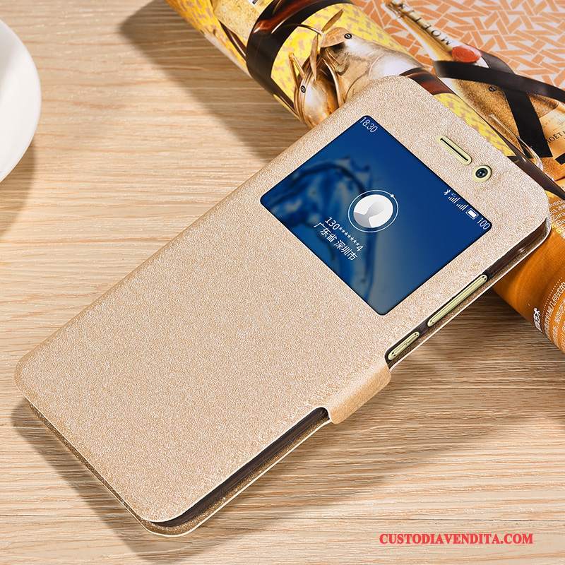 Custodia Huawei G9 Plus Pelle Semplici Oro, Cover Huawei G9 Plus Folio Fibbia