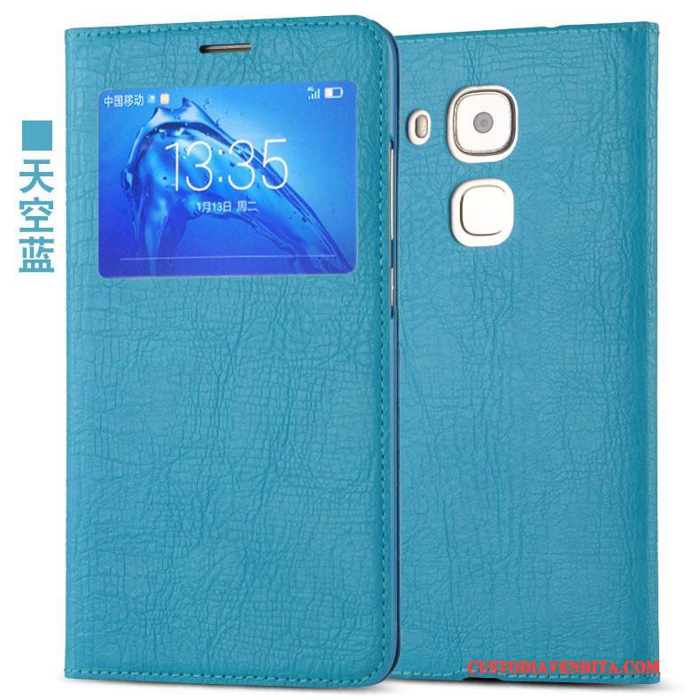 Custodia Huawei G9 Plus Pelle Telefono Porpora, Cover Huawei G9 Plus Folio Anti-caduta