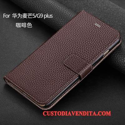 Custodia Huawei G9 Plus Portafoglio Marrone Tutto Incluso, Cover Huawei G9 Plus Pelle Telefono