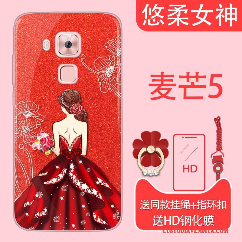 Custodia Huawei G9 Plus Silicone Anti-caduta Rosso, Cover Huawei G9 Plus Tendenza Morbido