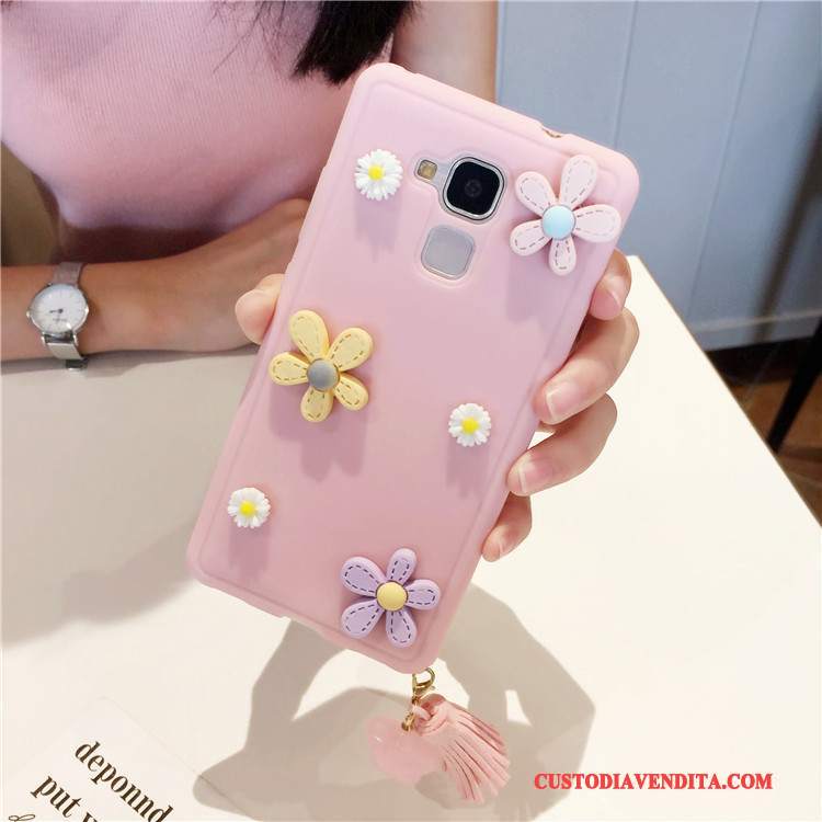 Custodia Huawei G9 Plus Silicone Morbidotelefono, Cover Huawei G9 Plus Protezione Fiori Rosa