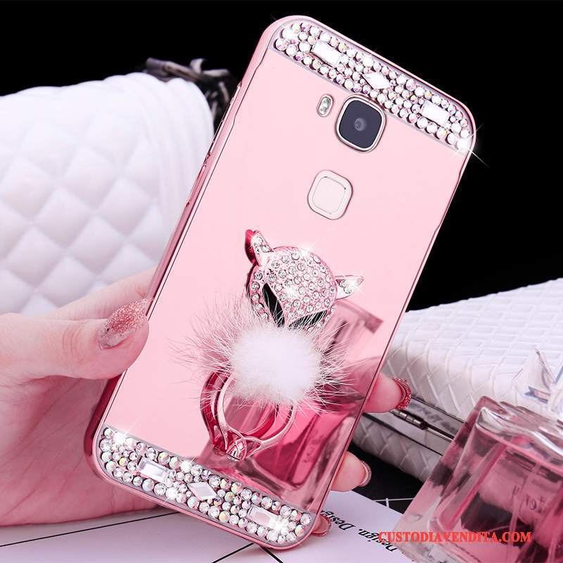 Custodia Huawei G9 Plus Telaio Metallo, Cover Huawei G9 Plus Oro Rosa