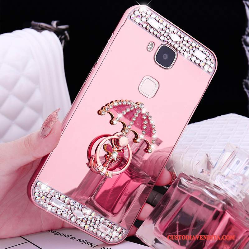 Custodia Huawei G9 Plus Telaio Metallo, Cover Huawei G9 Plus Oro Rosa