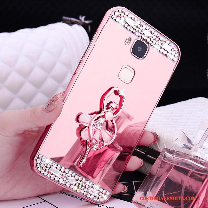 Custodia Huawei G9 Plus Telaio Metallo, Cover Huawei G9 Plus Oro Rosa