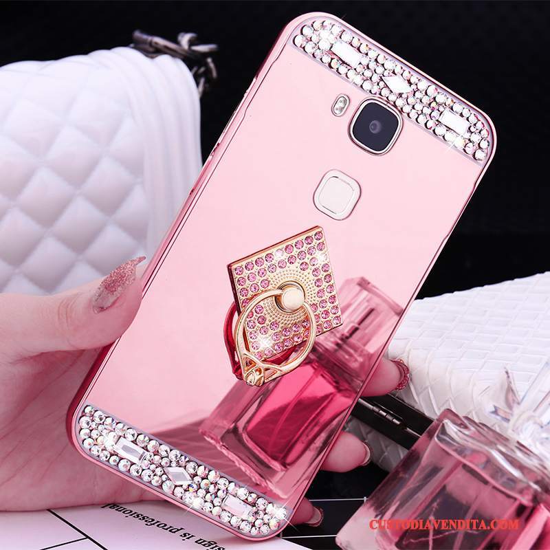 Custodia Huawei G9 Plus Telaio Metallo, Cover Huawei G9 Plus Oro Rosa